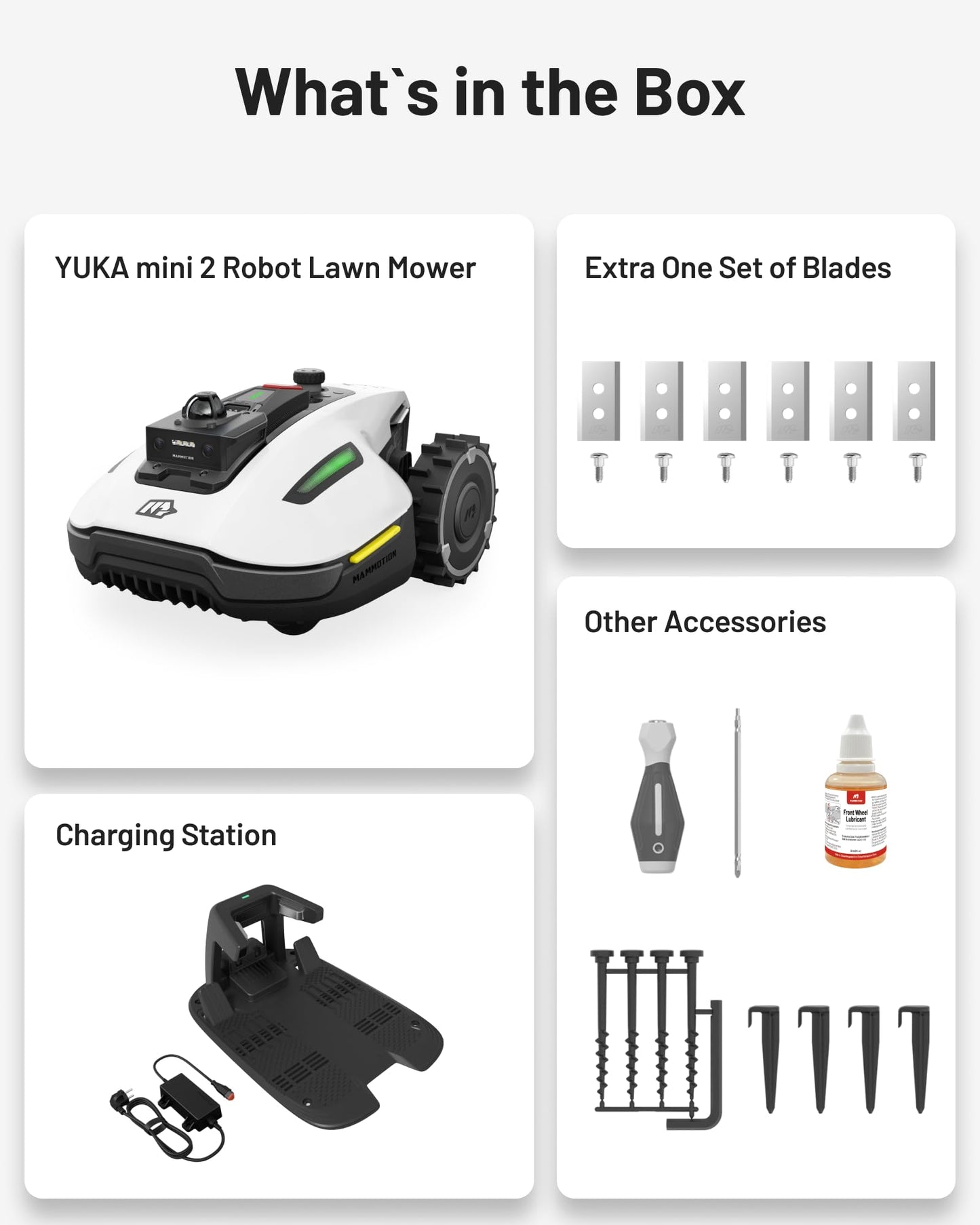 YUKA mini 2 800 Perimeter Cordless Robot Lawn Mower - Up to 800 m², 360° Navigation LiDAR + Camera with AI Driven Detection of Over 300 Obstacles, DropMow, 45% Slopes