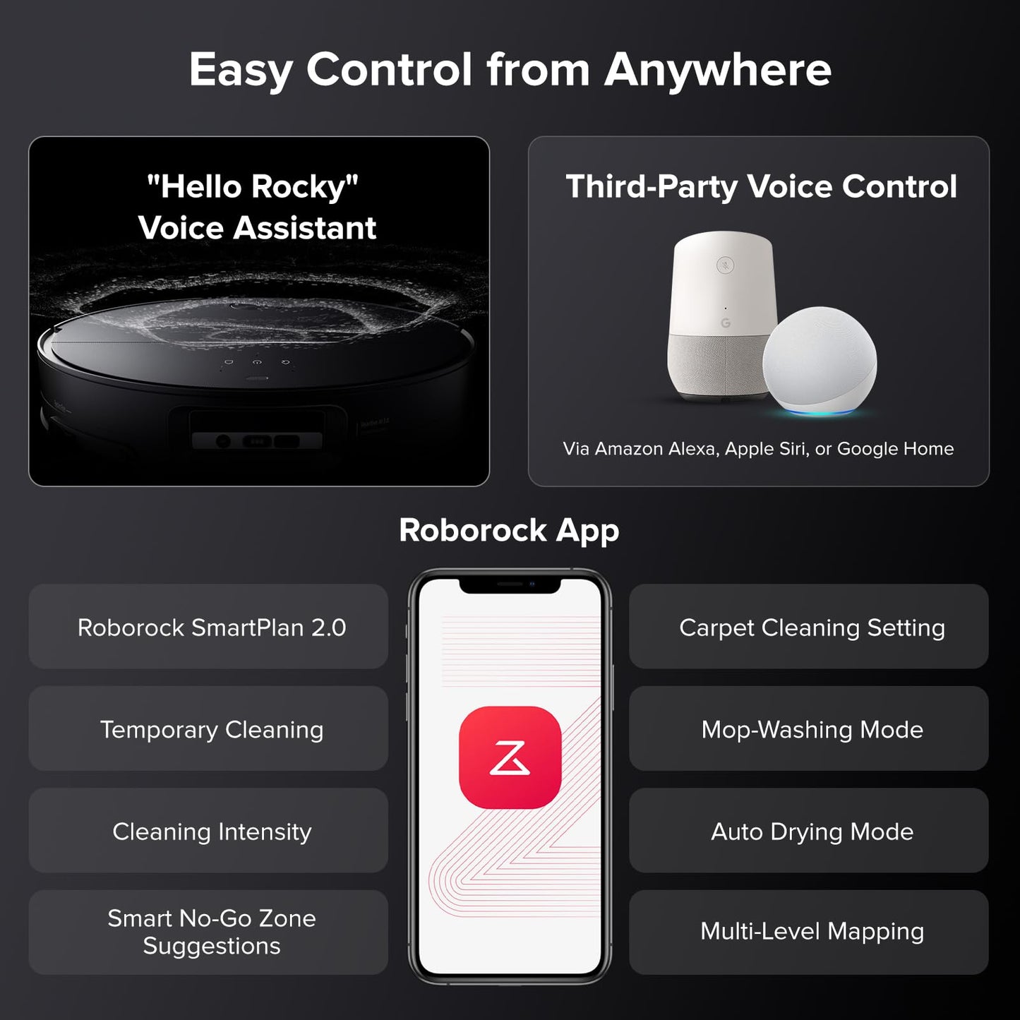 roborock Saros 10 Robot Vacuum Cleaner 22,000 Pa, 3.14-Inch Ultra Slim, Zero-Tangling, AI 3.0 Obstacle Avoidance, Auto Detachable Mop, 80ยฐC Mop Washing, Hot Water Dock Self Cleaning (Black)