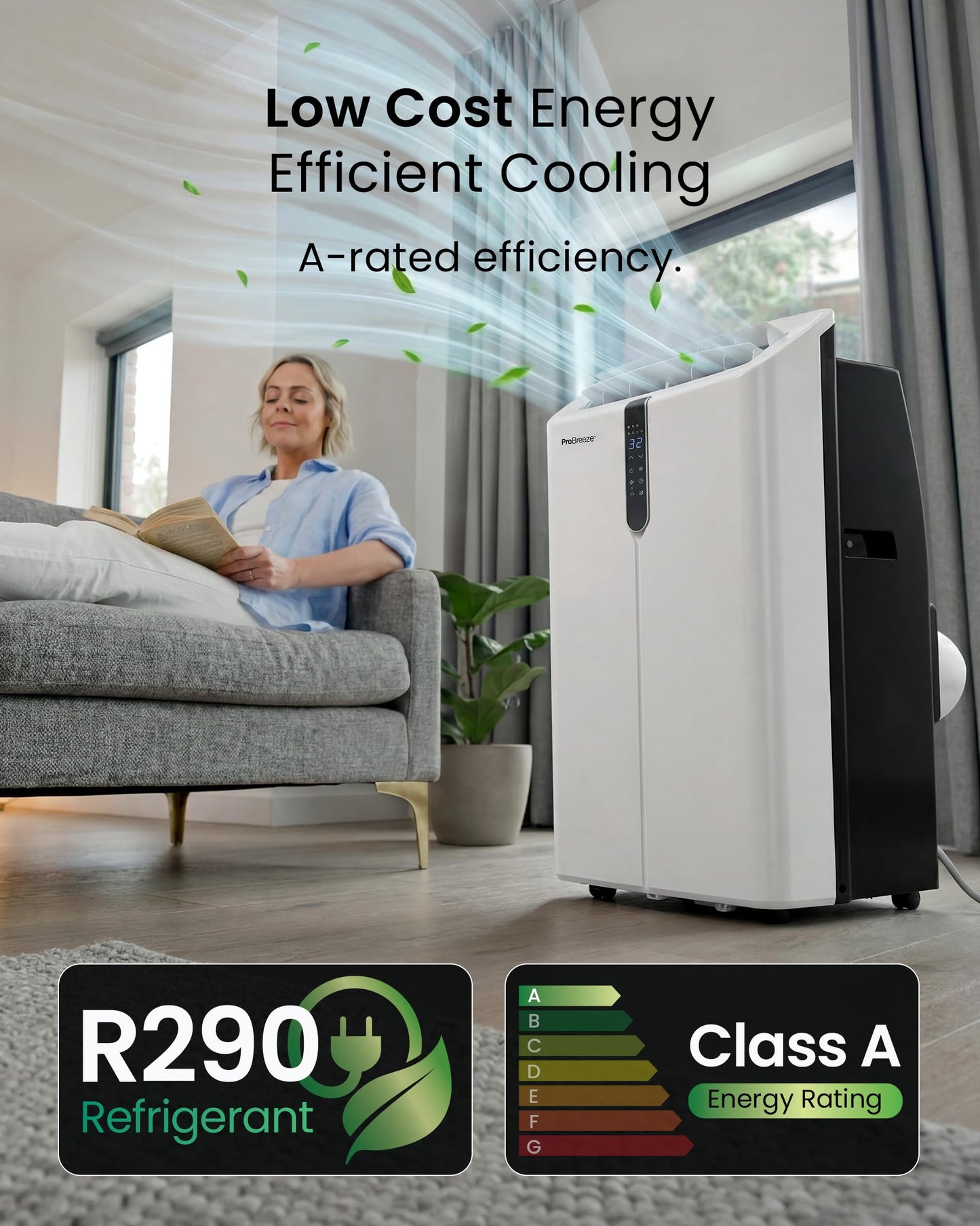 Pro Breeze OmniCool - Ultra Quiet 12000 BTU Portable 4-in-1 Air Conditioner with Smart Home WiFi, App & Voice Control, Dehumidifier, Fan, 24H Timer & Window Kit - Efficient AC Unit for Home & Office