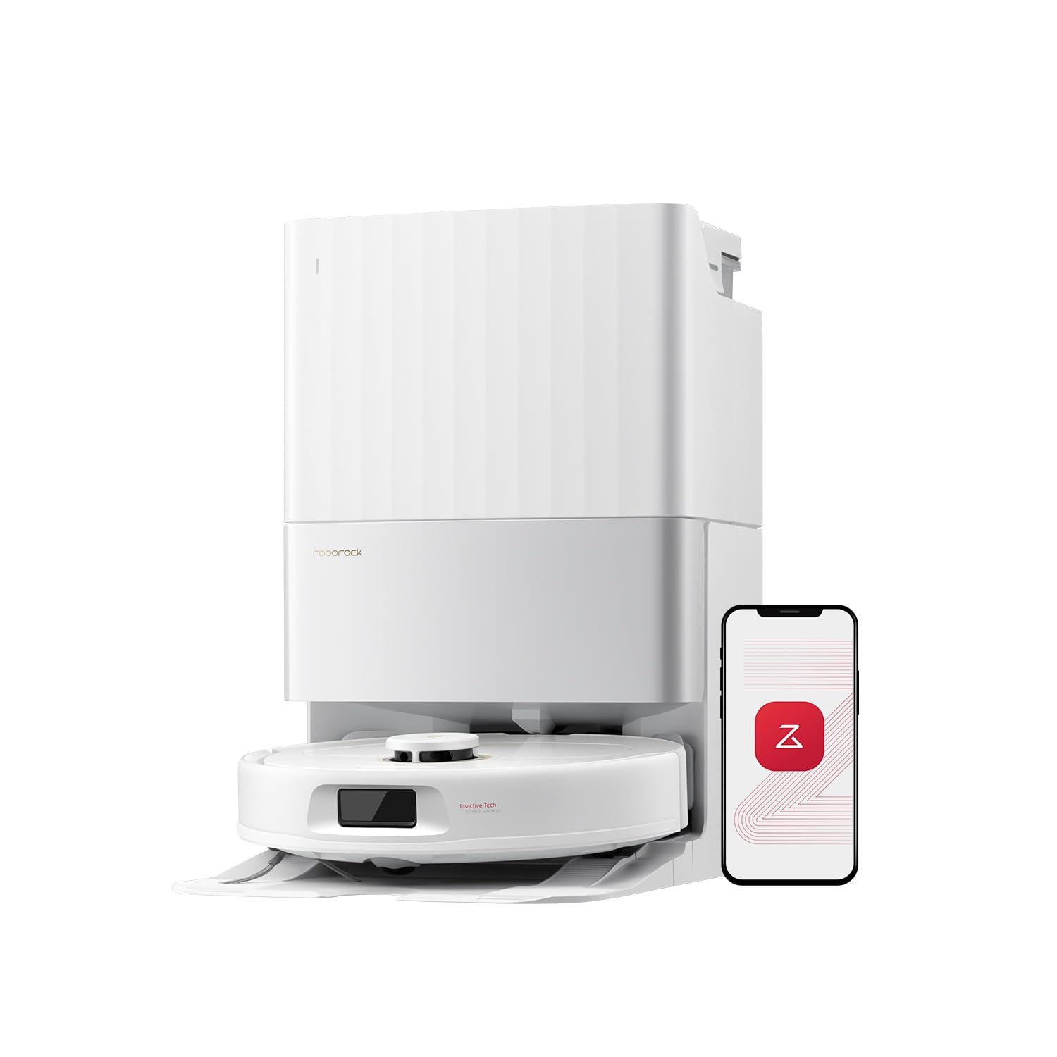 roborock Qrevo S5V Robot Vacuum Cleaner with Mop, FlexiArm Edge Mopping, 12,000Pa Suction, Dual Zero-Tangle System, Smart Obstacle Avoidance, 10mm Mop Lifting, All-in-One Dock, White