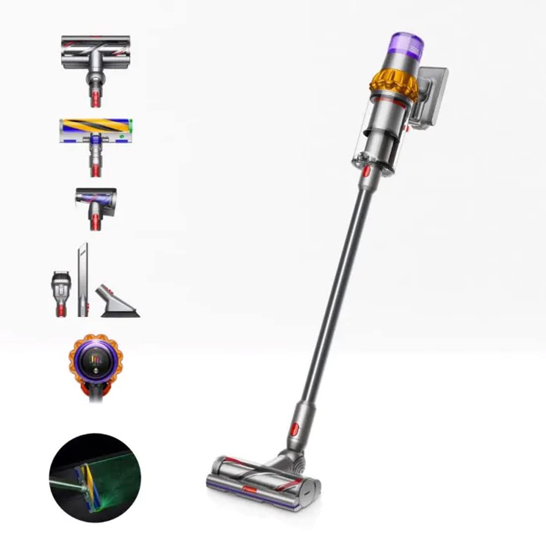 Dyson Detect Absolute V15 Cordless Vacuum Cleaner 369372-01, Yellow & Nickel