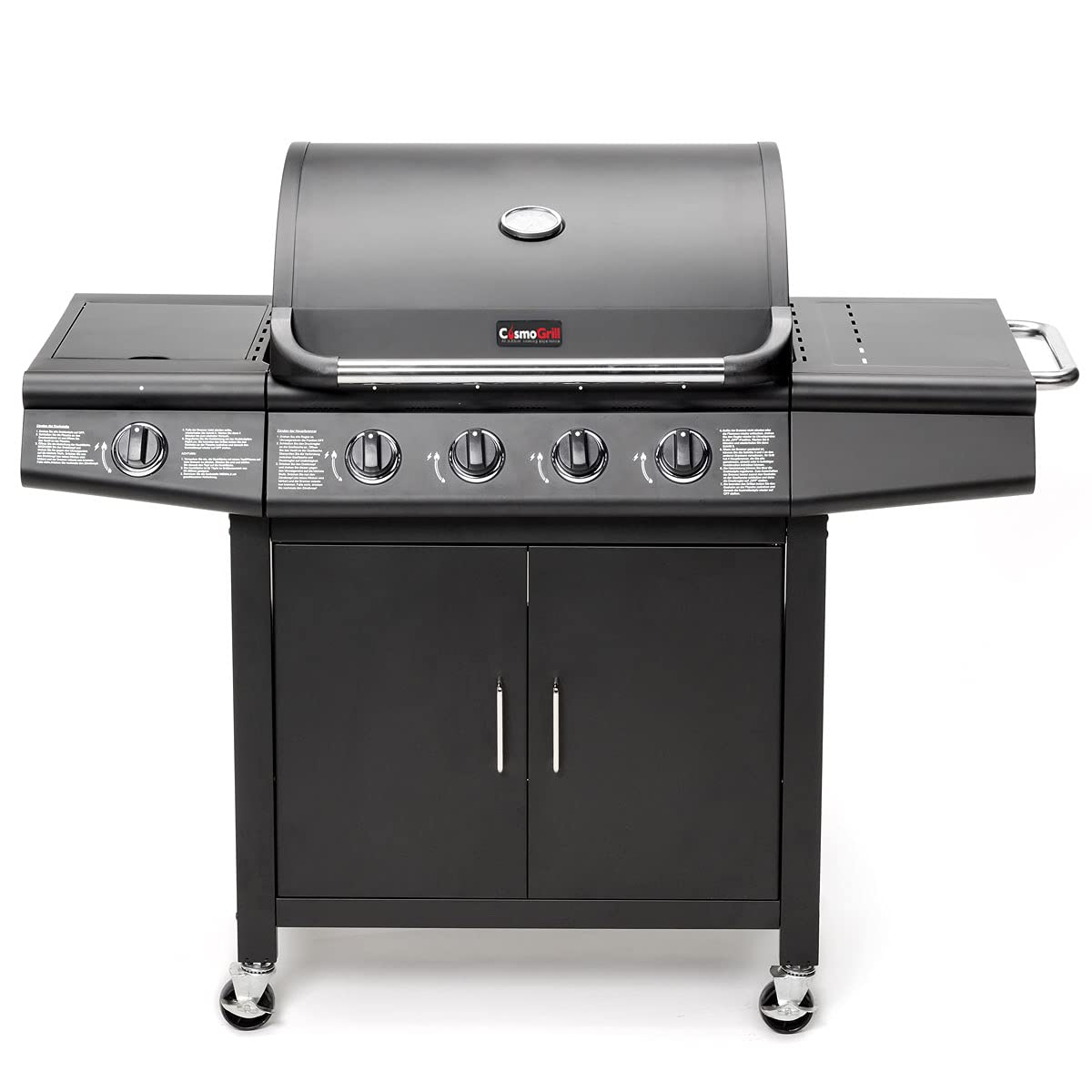 CosmoGrill Pro Deluxe 5 Gas Burner 4+1 Barbecue Grill, Steel Warming Rack, Side-Burner, Built-in Temperature Gauge for Home Garden Party Outdoor Cooking (93411)