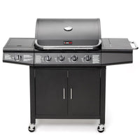 CosmoGrill Pro Deluxe 5 Gas Burner 4+1 Barbecue Grill, Steel Warming Rack, Side-Burner, Built-in Temperature Gauge for Home Garden Party Outdoor Cooking (93411)