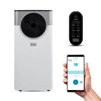 compare product BLACK+DECKER 5,000 BTU Smart Air Conditioner, 3-in-1 Functionality, Dehumidifier & Fan, Portable Design, Power Memory Function, White, BXAC40032GB