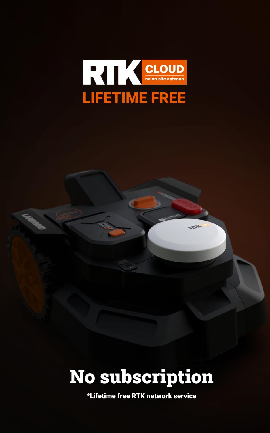 WORX Landroid Vision Cloud WR304E 2WD Robotic Lawnmower without Boundary Cable for 400 m² (AI Obstacle Detection, VSLAM+ RTK Cloud Navigation, Auto Mapping, App Control)
