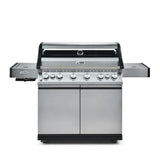 Fire Mountain Olympus 8 Burner Gas BBQ, Stainless Steel Barbecue Cast Iron Grill, Glass Viewing Lid, Side Burner & Built-In Temperature Gauge, Extra Large Outdoor Grill for Garden Parties & Patio