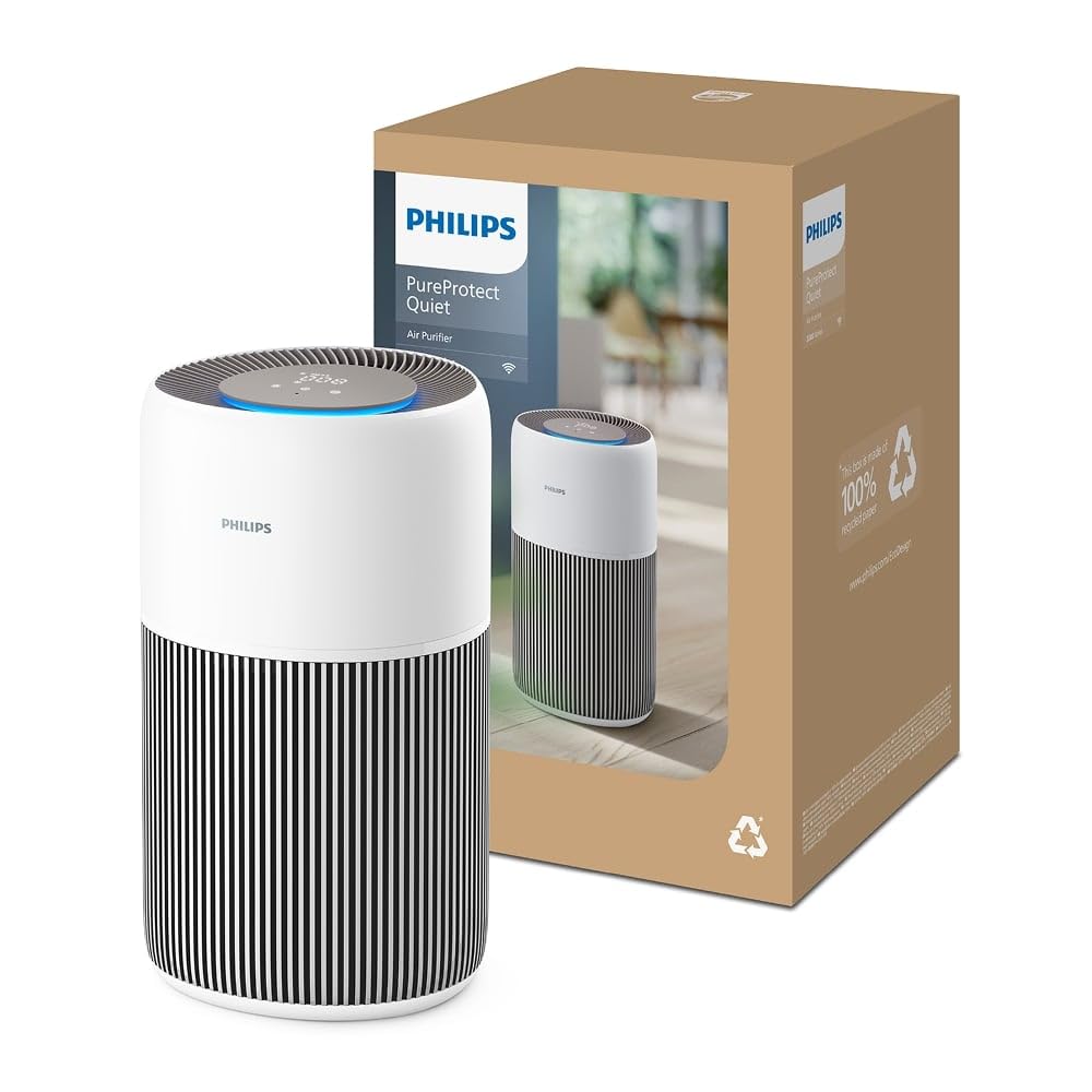 Philips Air Purifier 2200 Series, HEPA NanoProtect + Active Carbon Filter, CADR 420m³/h for 109m², Allergy sufferers, Ultra-quiet, Intelligent and Long-lasting filter (AC2220/10)
