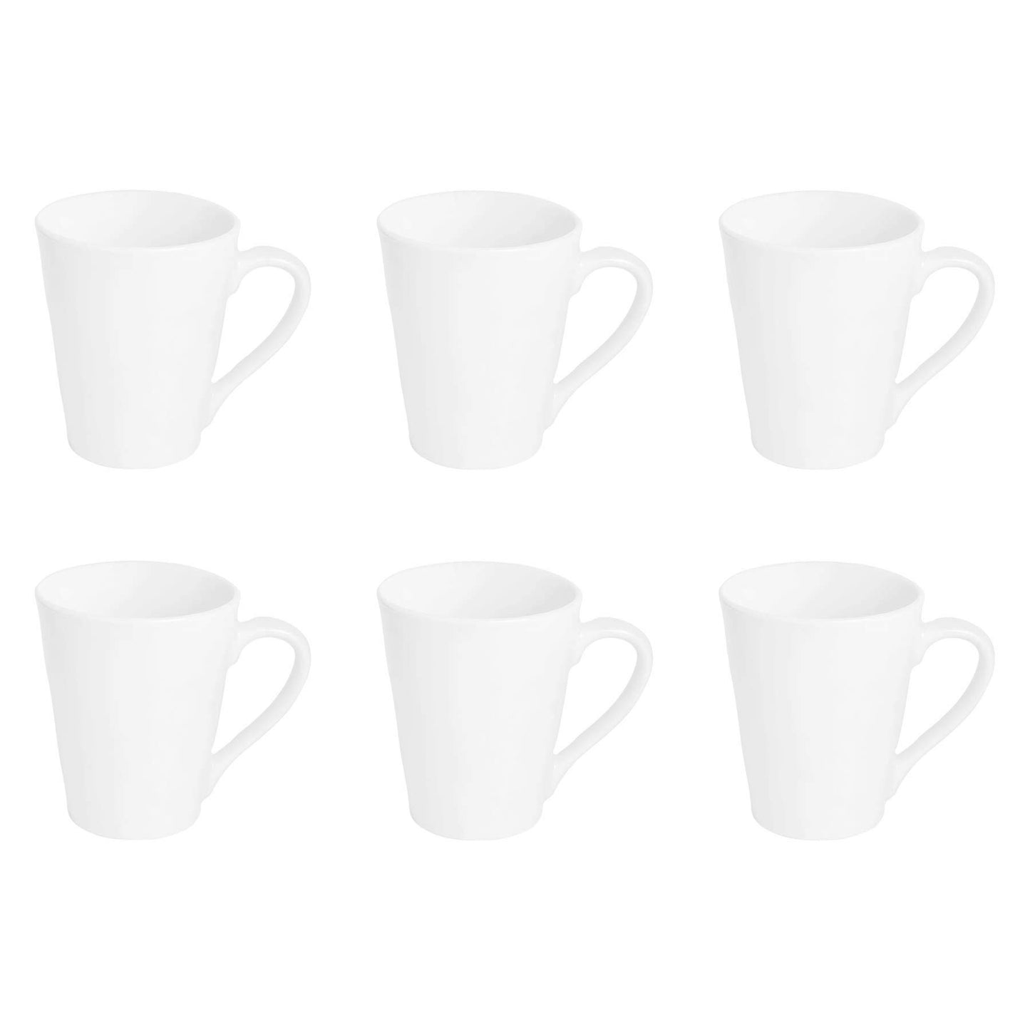 Argon Tableware White Coffee Mug Set of 6-285ml Premium Porcelain Cups - Durable Dishwasher Safe Mugs for Latte, Cappuccino, Tea, Hot Chocolate and Everyday Hot Drinkware at Home or Office