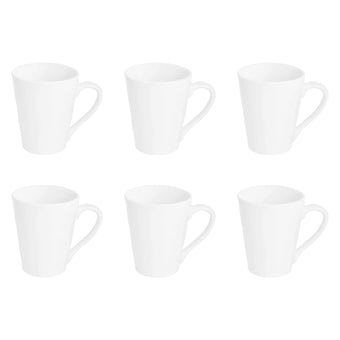 compare product Argon Tableware White Coffee Mug Set of 6-285ml Premium Porcelain Cups - Durable Dishwasher Safe Mugs for Latte, Cappuccino, Tea, Hot Chocolate and Everyday Hot Drinkware at Home or Office