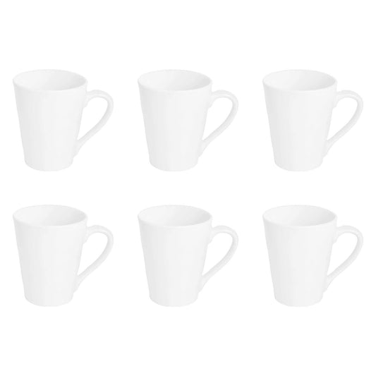 Argon Tableware White Coffee Mug Set of 6-285ml Premium Porcelain Cups - Durable Dishwasher Safe Mugs for Latte, Cappuccino, Tea, Hot Chocolate and Everyday Hot Drinkware at Home or Office