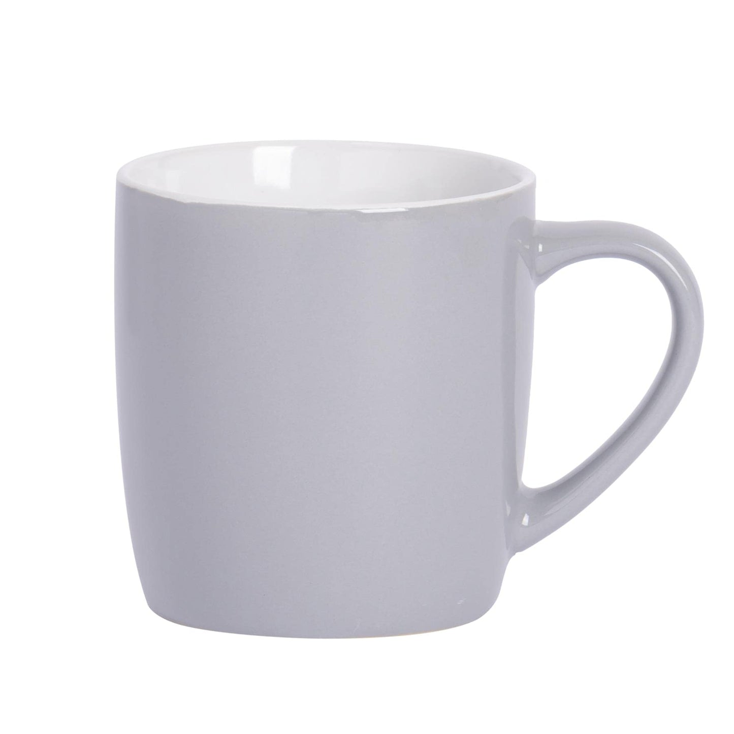 Argon Tableware Coloured Coffee Mugs - Grey - 350ml - Pack of 6 - Gloss Ceramic Stoneware Latte Cappuccino Cups Hot Chocolate Cups Colourful Mug Set with Handle