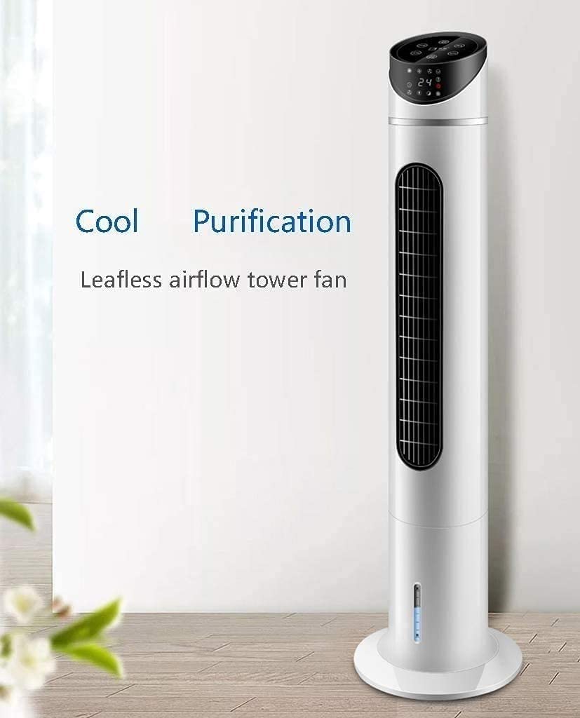Bladeless Tower Fan with Remote, 90° Oscillation, 8H Timer, Quiet Standing Fan for Bedroom and Office, Space-Saving Design