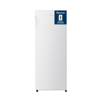 compare product Fridgemaster MTL55242E Freestanding Upright Larder Fridge, Reversible Door, 242 Litre, 55cm Width, White, E Rated