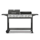 Tower Goucho, 6 Burner Gas BBQ and Plancha with Precision Heat Thermometer and Waterproof Cover, Black, T978544