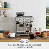 Sage Barista Express, Manual Tamping, Standard Milk Jug, Bean to Cup Coffee Machine with Grinder, Manual Milk Frother, Brushed Stainless Steel