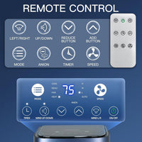 3-in-1 Portable Air Conditioner 12000 BTU, ELECCI Mobile Air Conditioning for Home with Cooling, Dehumidifier, Fan＆Auto Mode, Dark Blue Air Conditioners with Left & Right Sweeping, 24H Timer