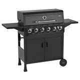CosmoGrill NEW Emberr 7 Gas Burner 6+1 Barbecue Grill, Porcelain Warming Rack, Propane Gas Regulator Hose, Side-Burner, Storage, Wheels Built-in Temperature Gauge for Home Garden Party Outdoor Cooking
