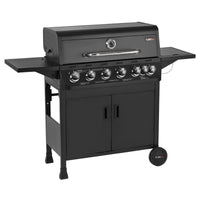 CosmoGrill NEW Emberr 7 Gas Burner 6+1 Barbecue Grill, Porcelain Warming Rack, Propane Gas Regulator Hose, Side-Burner, Storage, Wheels Built-in Temperature Gauge for Home Garden Party Outdoor Cooking