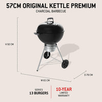 Weber Original Kettle Premium Charcoal Barbecue 57 cm, Stand & Wheels