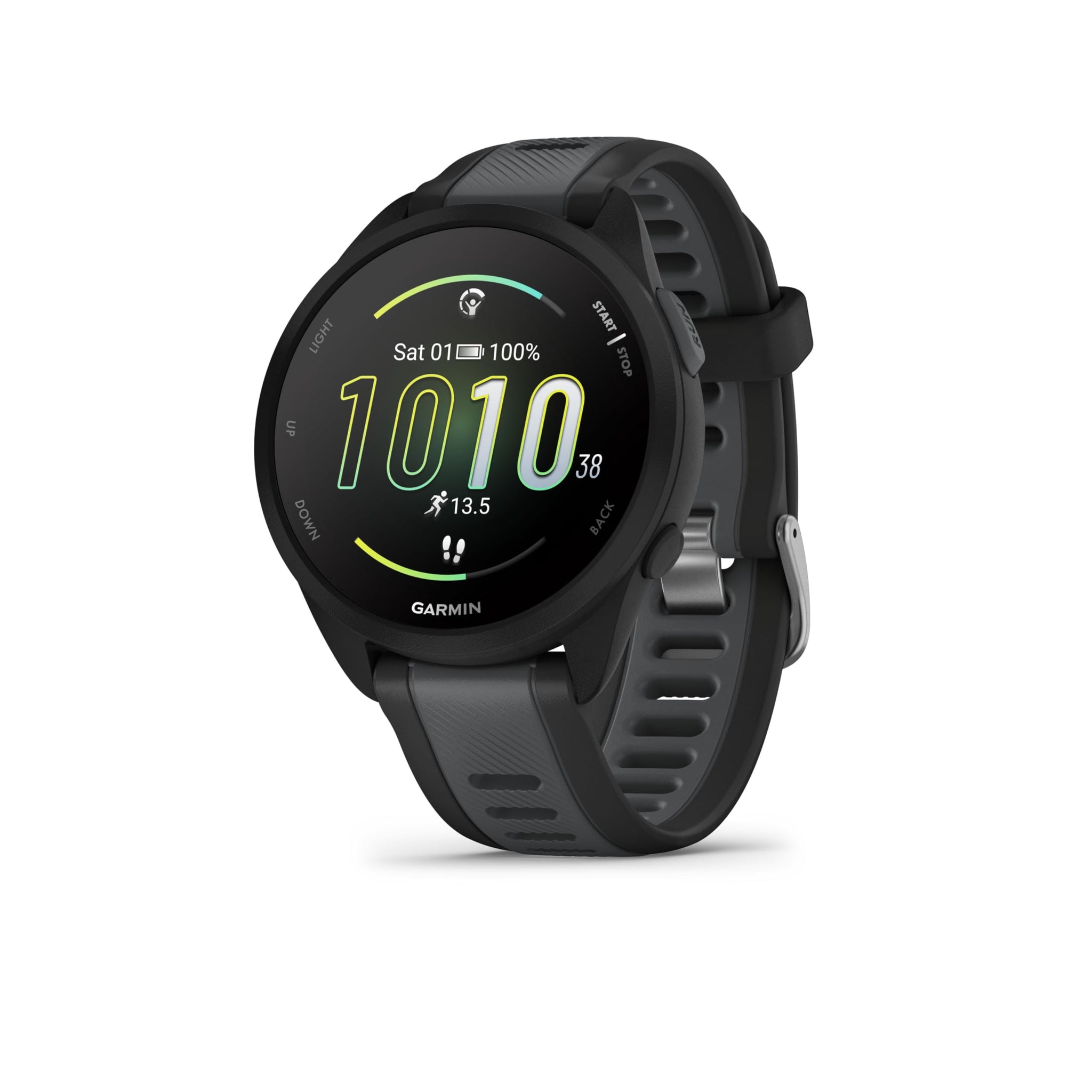 Garmin Forerunner 165 with Music, 43mm GPS running smartwatch, lightweight, AMOLED touchscreen, advanced training & insights, safety & tracking features, up to 11 days battery life, Black