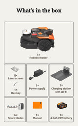 WORX Landroid Vision Cloud WR305E 2WD Robotic Lawnmower without Boundary Cable for 500 m² (AI Obstacle Detection, VSLAM+ RTK Cloud Navigation, Auto Mapping, App Control)