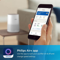 Philips Air Purifier 600 Series, Ultra-quiet and energy-efficient, For allergy sufferers, HEPA filter removes 99.97% of pollutants, Covers up to 44m2, App control, White (AC0650/20)