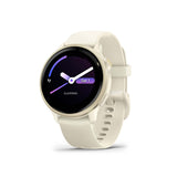 Garmin vívoactive 6, 42mm GPS smartwatch, AMOLED touchscreen, all-day health monitoring, personalised fitness features, advanced sleep coaching, Music, up to 11 days battery life, Bone/Lunar Gold