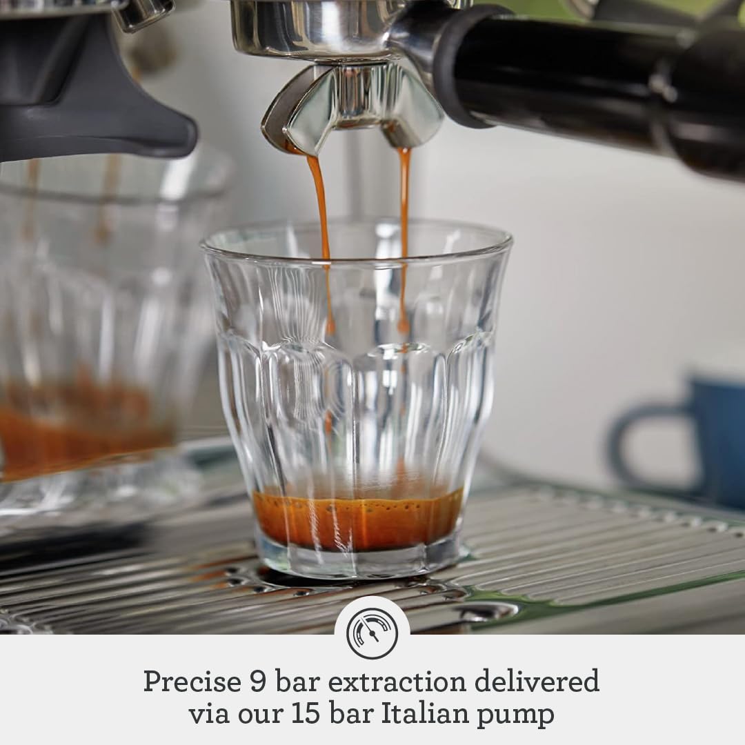 Sage Barista Express, Manual Tamping, Standard Milk Jug, Bean to Cup Coffee Machine with Grinder, Manual Milk Frother, Brushed Stainless Steel