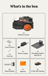 WORX Landroid Vision Cloud WR304E 2WD Robotic Lawnmower without Boundary Cable for 400 m² (AI Obstacle Detection, VSLAM+ RTK Cloud Navigation, Auto Mapping, App Control)