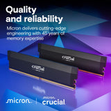 Crucial Pro DDR5 RAM 64GB Kit (2x32GB) 6000MHz CL40, Overclocking Gaming, Intel XMP 3.0 / AMD EXPO, Computer Memory (PC), Black - CP2K32G60C40U5B