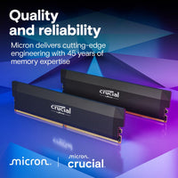 Crucial Pro DDR5 RAM 64GB Kit (2x32GB) 6000MHz CL40, Overclocking Gaming, Intel XMP 3.0 / AMD EXPO, Computer Memory (PC), Black - CP2K32G60C40U5B