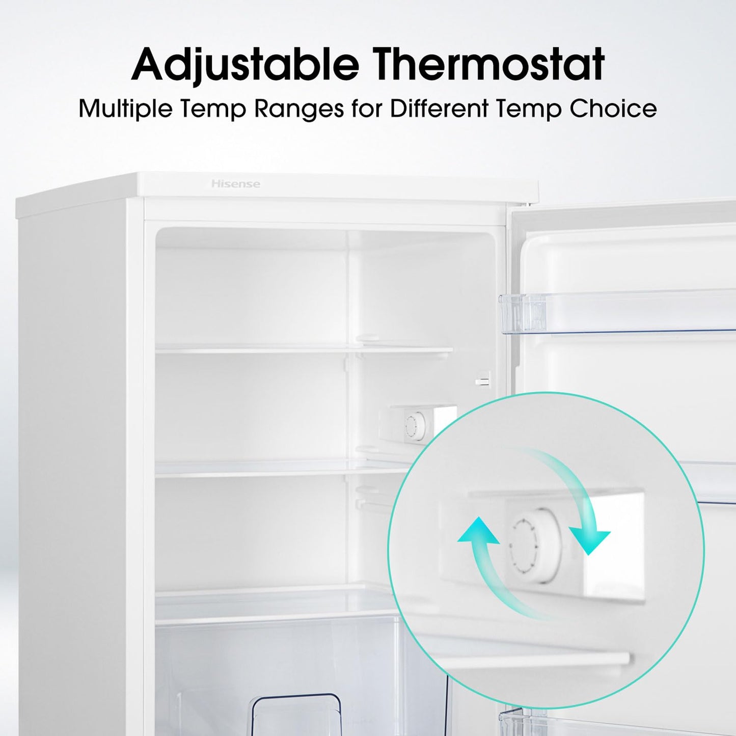 Hisense RL170D4BWE Freestanding 56cm Under Counter Fridge - 132 litre capacity - Auto Defrost - Reversible Door - White - E Rated