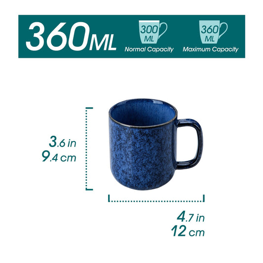 vancasso Starry Coffee Mugs Set of 6, 12oz/360ml Stoneware Coffee Mug with Handle, Tea Cups for Cocoa Milk, Microwave & Dishwasher Safe, Blue