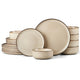 HaWare 18 Piece Dinner Set, Stoneware Dinnerware Service for 6, Reactive Glaze Dining Ware Include Plates and Bowls, Chip and Scratch Resistant, Microwave & Dishwasher Safe, Cream Khaki
