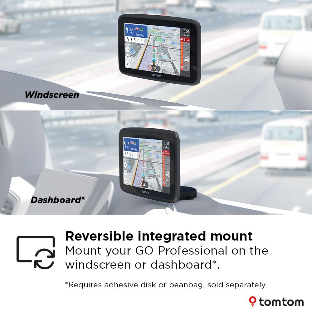 TomTom Truck Sat Nav GO Professional 2nd generation (6" Capacitive Touchscreen with Europe Maps and Real-Time Traffic Information, Designed for Truck, Lorry, Coach, Bus and Large Vehicles)