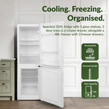 Willow WFF157W 157L Freestanding 70/30 Fridge Freezer with Adjustable Thermostat, Mark-Proof Finish, Low Frost, 2 Year Warranty - White