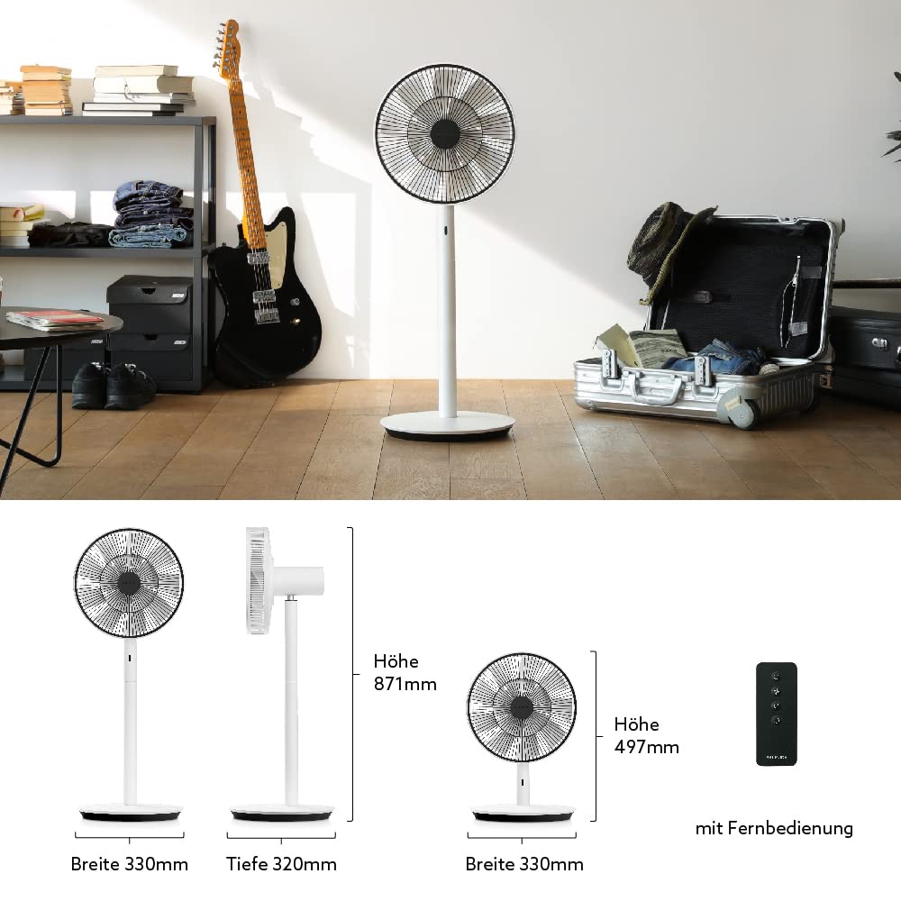 BALMUDA The GreenFan | 2021 | Floor / Table Fan | DC Motor | Quiet 13 dB | 1.5 W Energy Saving | 15 m Range | Air Circulator | Design | Made in Japan | Eco | EGF-1700 (White x Black)