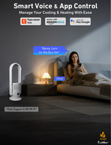 EcoNour 3-in-1 Bladeless Tower Fan with Heater, Cooler & Air Purifier + Advanced UV-C Sterilization, Sleep Mode | 9 Speeds, Fast Heating, Quiet, App Control, Alexa & Google Assistant Support & Remote