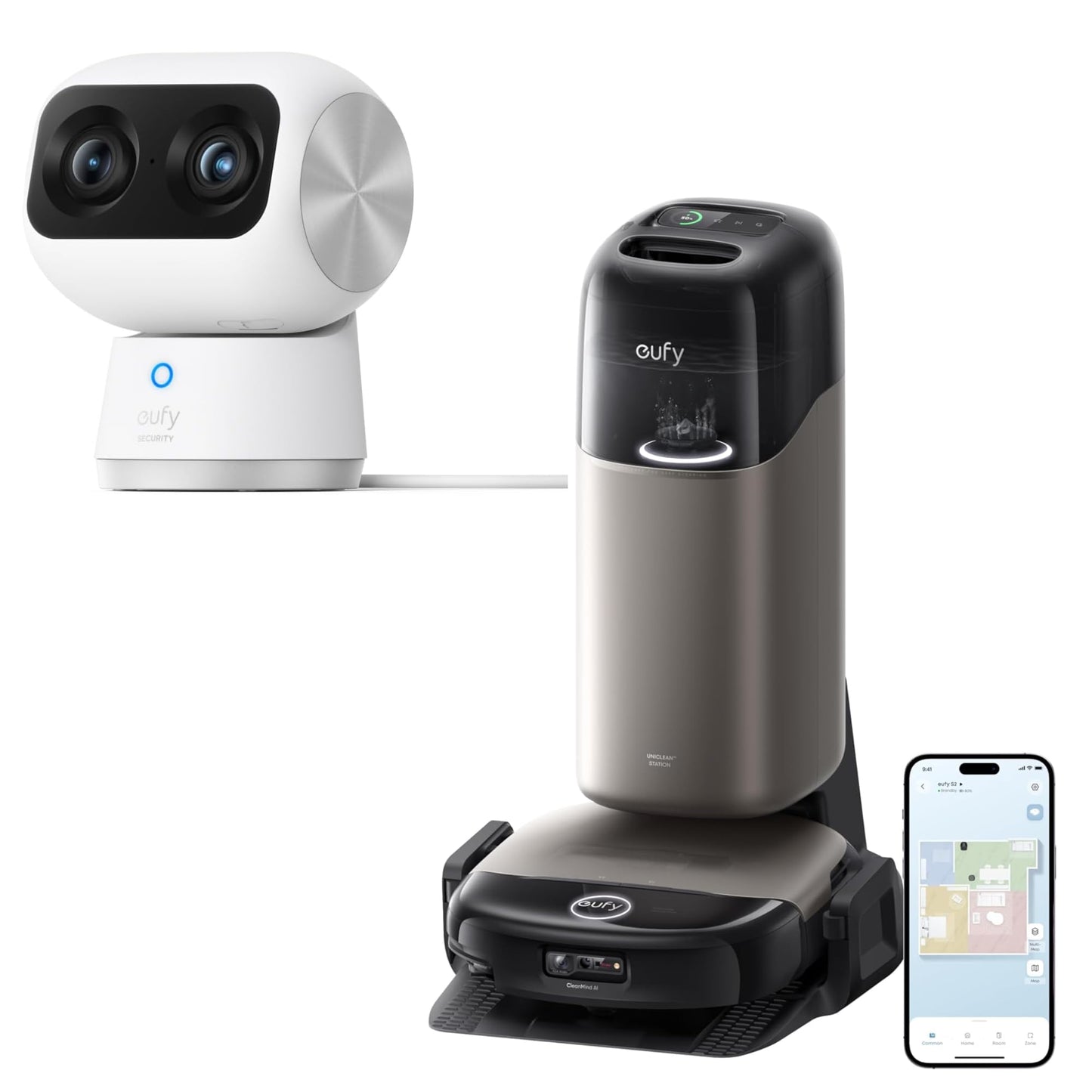 eufy Omni S2 Robot Vacuum Omni Cleaner with Mop security camera S350 4K UHD Indoor Camera