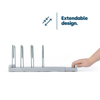 LIVIVO Expandable Pan Lid Organiser Rack Holder - 10 Adjustable Dividers - Non Slip Feet - Perfect For Pots, Pans, Chopping Board, Baking Trays - Kitchen Drawer Cupboard Organiser