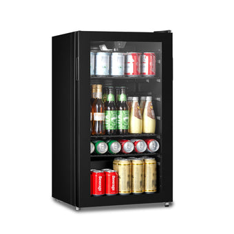 compare product COMFEE' RCZ99BG2(E) Under Counter Beer & Drinks Fridge-93L Capacity,Holds up to 115 Cans, Premium Temperature Performance (2℃ to 15℃), Glass Door, Removable Shelves, LED Light, Low Noise
