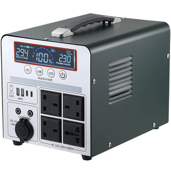 compare product Power Station 1000W/666Wh, Mashine Portable Rechargeable Generator Inverter for Camping, RVs, Drones, Outdoor Lighting, with 4 AC Outlets and 4 USB Ports