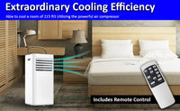 AuraHome Portable Air Conditioner 9000 BTU 4-in-1 Air Conditioner, Dehumidifier, Cooling Fan with 2 Fan Speeds, Digital Display & Remote Control, 24 Hour Timer for Rooms >215ft Window Vent Hose Kit