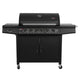 CosmoGrill Pro Deluxe 7 Gas Burner 6+1 Barbecue Grill Steel Warming Rack, Side-Burner, Built-in Temperature Gauge for Home Garden Party Outdoor Cooking (Black)