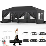 JUMMICO 3x6m Pop Up Gazebo with Sides, Heavy Duty Waterproof Marquee, 6 Removable Sidewalls, UV50+, Adjustable Height, Folding Shelter with Carry Bag for Garden, Weddings, Events - Grey