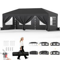 JUMMICO 3x6m Pop Up Gazebo with Sides, Heavy Duty Waterproof Marquee, 6 Removable Sidewalls, UV50+, Adjustable Height, Folding Shelter with Carry Bag for Garden, Weddings, Events - Grey