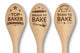 Wooden Baking Spoons Set with Engraved Designs, Top Baker, Proud to Bake, Born to Bake, Cooking Competition Prize Gift (Set of 3)
