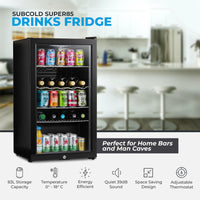 Subcold Super85 LED - Under-Counter Fridge | 85L Beer, Wine & Drinks Fridge | LED Light + Lock and Key | Energy Efficient (Black, 85L)…