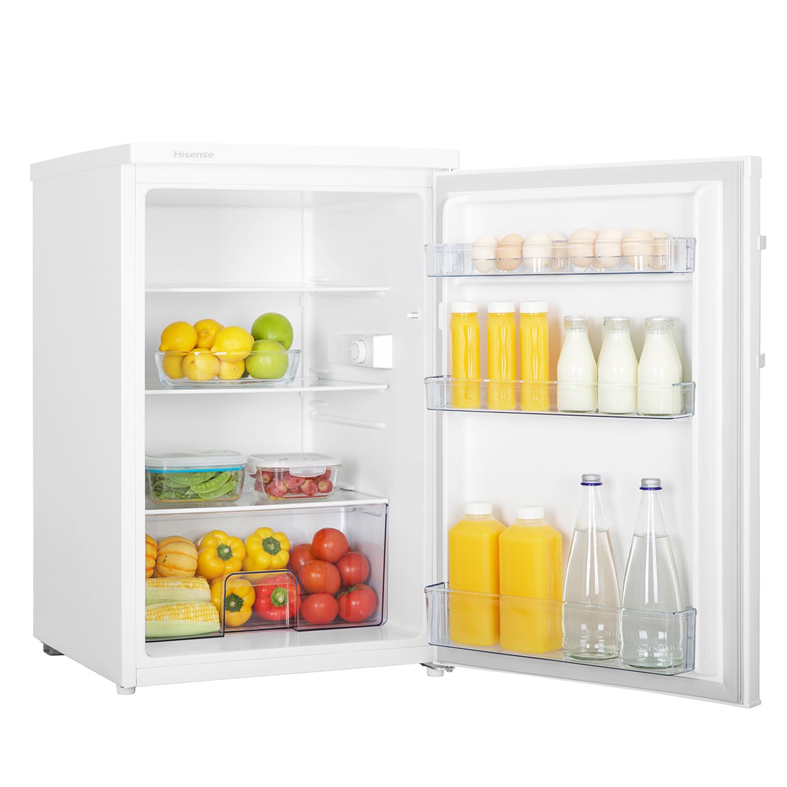 Hisense RL170D4BWE Freestanding 56cm Under Counter Fridge - 132 litre capacity - Auto Defrost - Reversible Door - White - E Rated