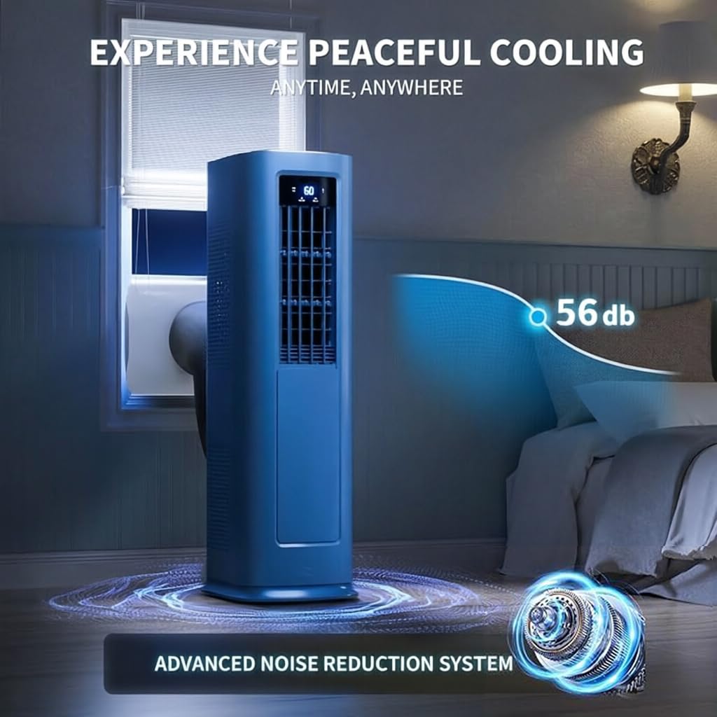 3-in-1 Portable Air Conditioner 12000 BTU, ELECCI Mobile Air Conditioning for Home with Cooling, Dehumidifier, Fan＆Auto Mode, Dark Blue Air Conditioners with Left & Right Sweeping, 24H Timer